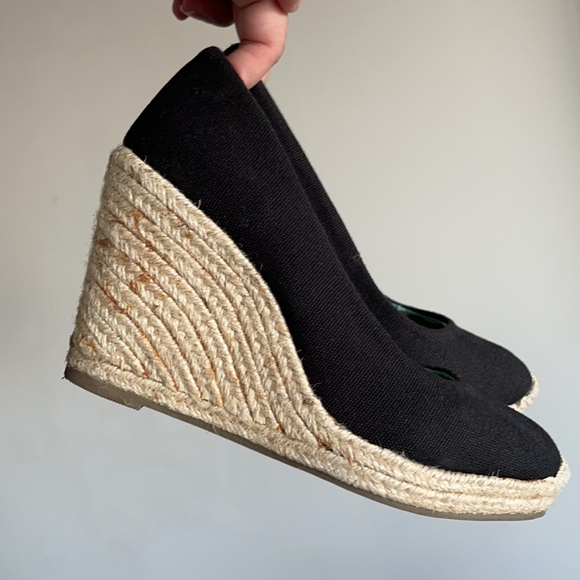 Classic black canvas espadrilles wedges, excellent condition  sz 6 - Picture 5 of 5